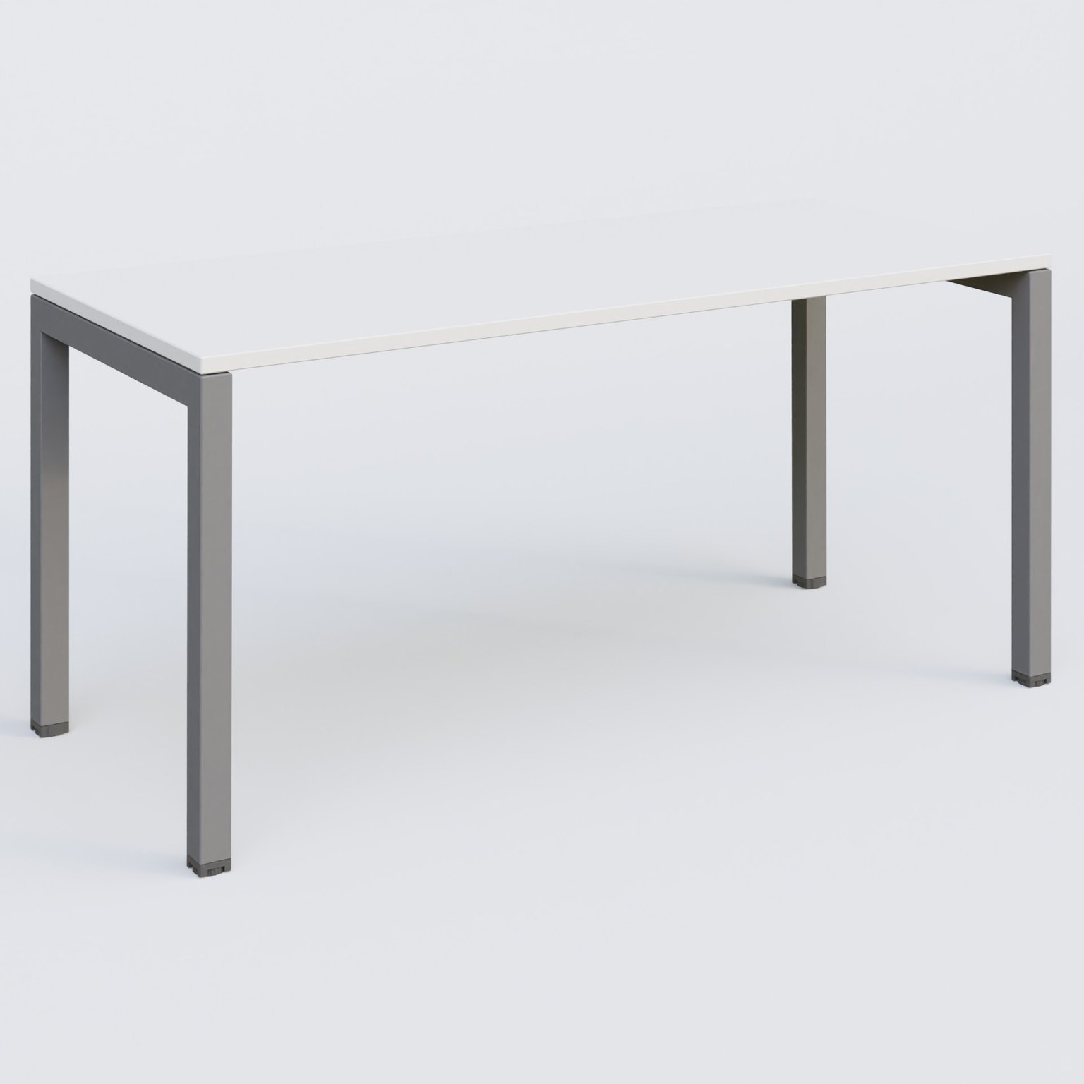 K3 Plateau droit 160x70 pieds fixe. Plateau Blanc et pietement Aluminium.