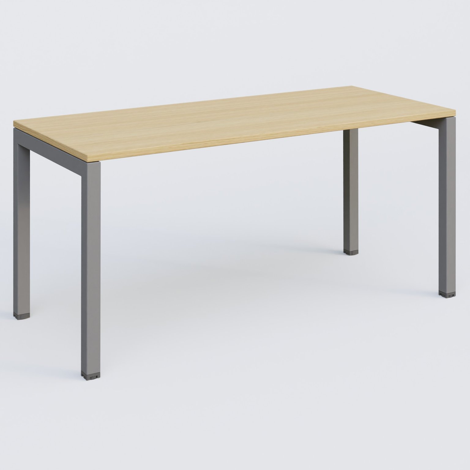 K3 Plateau droit 160x70 pieds fixe. Plateau Chêne clair et pietement Aluminium.