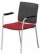 ZEN mesh visiteur - Chaise 4 pieds avec accotoirs alu (AL).Assise tissu et dossier résille Bondai Rouge (4011)