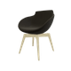 Coco - Fauteuil 4 pieds bois naturel (W1). Tissu Int Vinyle Brun Foncé DNA (D19) - Tissu Ext Vinyle Brun Foncé DNA (D19)