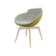 Coco - Fauteuil 4 pieds bois naturel (W1). Tissu Int Synergy Gris Clair SY08 (S08) - Tissu Ext Synergy Jaune SY45 (S45)