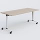 Table abattante gamme Arca 180-80 cm. Plateau Acacia et pietement Blanc.
