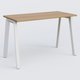 K8 plan droit 120*60 sur pieds fixe. Plateau Noyer et pietement Blanc