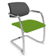 Diva - Chaise dos résille- Piétement luge chrome (CH).Assise tissu Bondai Vert (7048)
