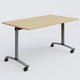 Table abattante gamme Arca 140-80 cm. Plateau Chêne clair et pietement Aluminium.