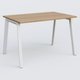 K8 plan droit 120*80 sur pieds fixe. Plateau Noyer et pietement Blanc