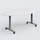 Table ovale abattante gamme Design 200-110 cm. Plateau Blanc et pietement Aluminium.