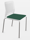 AGORA fauteuil 4 pieds, polypropylène blanc, placet assise simili Vert foncé, structure fil chromé - sur délai