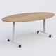 Table ovale abattante gamme Design 200-110 cm. Plateau Noyer et pietement Blanc.