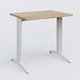 K2 Plateau droit 80x60 pieds fixe. Plateau Chêne naturel et pietement Blanc.