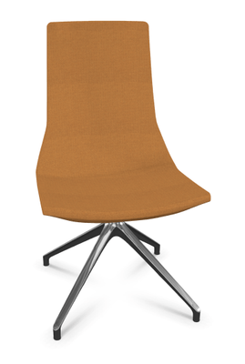 DIRECTION - Visiteurs - KI chaise de conférence haut dossier. piétement 4 branches en aluminium poli. revêtement tissu STEP coloris jaune