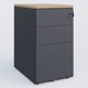 Caisson hauteur de bureau métalique 3 tiroirs avec top de finition, profondeur 80cm. Plateau Chêne naturel et caisson Anthracite.