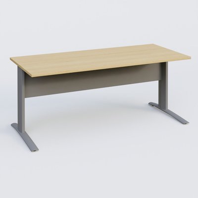 [Pas de famille] - [Pas de sous famille] - K1 Plateau droit 180x80 avec voile de fond métal. Plateau Chêne clair et pietement Aluminium