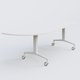 Module d'angle à 90° intégré coté gauche de la gamme LEM 200-110 cm. Plateau Blanc et pietement Blanc.