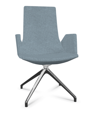 DIRECTION - Visiteurs - KI fauteuil de conférence haut dossier. piétement 4 branches en aluminium poli