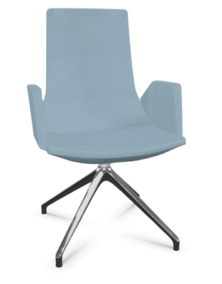 DIRECTION - Visiteurs - KI fauteuil de conférence haut dossier. piétement 4 branches en aluminium poli