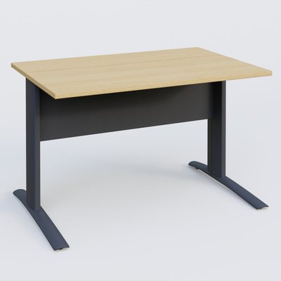 [Pas de famille] - [Pas de sous famille] - K1 Plateau droit 120x80 avec voile de fond métal. Plateau Chêne clair et pietement Anthracite