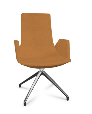DIRECTION - Visiteurs - KI fauteuil de conférence haut dossier. piétement 4 branches en aluminium poli