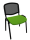 Joker Mesh - Chaise piétement 4 pieds laqué noir (A).Assise tissu et dossier résille Lucia Vert gazon YBE (YBE)