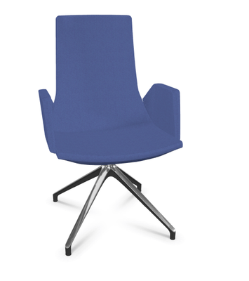 DIRECTION - Visiteurs - KI fauteuil de conférence haut dossier. piétement 4 branches en aluminium poli