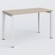 K7 plan droit 120*60 sur pieds fixe. Plateau Acacia et pietement Blanc