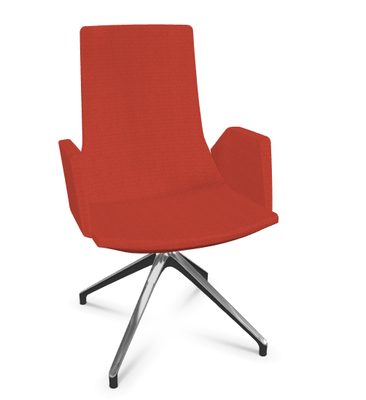 DIRECTION - Visiteurs - KI fauteuil de conférence haut dossier. piétement 4 branches en aluminium poli