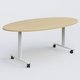 Table ovale abattante gamme Design 200-110 cm. Plateau Chêne clair et pietement Blanc.