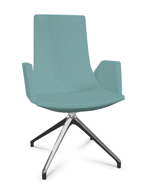 DIRECTION - Visiteurs - KI fauteuil de conférence haut dossier. piétement 4 branches en aluminium poli