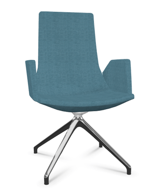 DIRECTION - Visiteurs - KI fauteuil de conférence haut dossier. piétement 4 branches en aluminium poli
