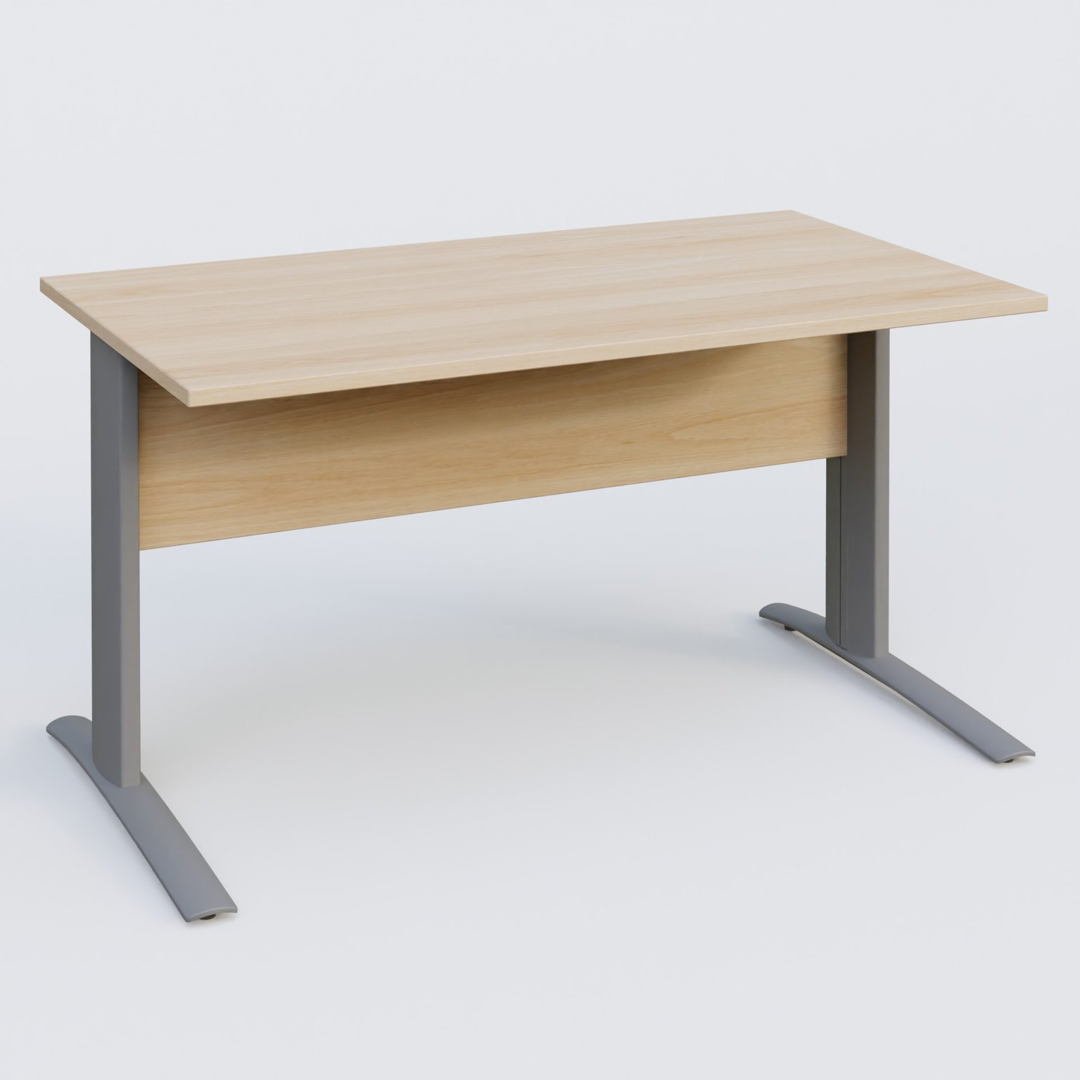 K1 Plateau droit 140x80 avec voile de fond bois. Plateau Hêtre et pietement Aluminium