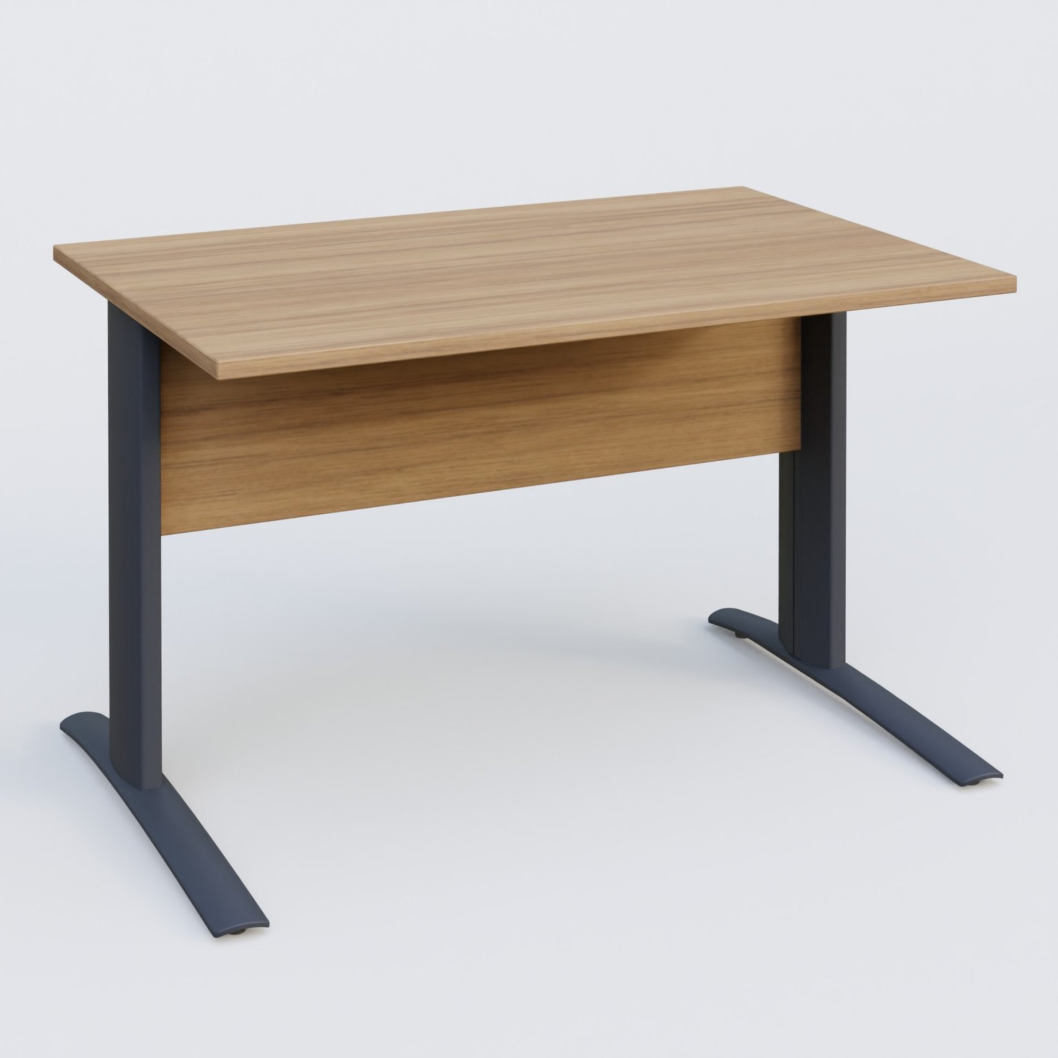 K1 Plateau droit 120x80 avec voile de fond bois. Plateau Noyer et pietement Anthracite
