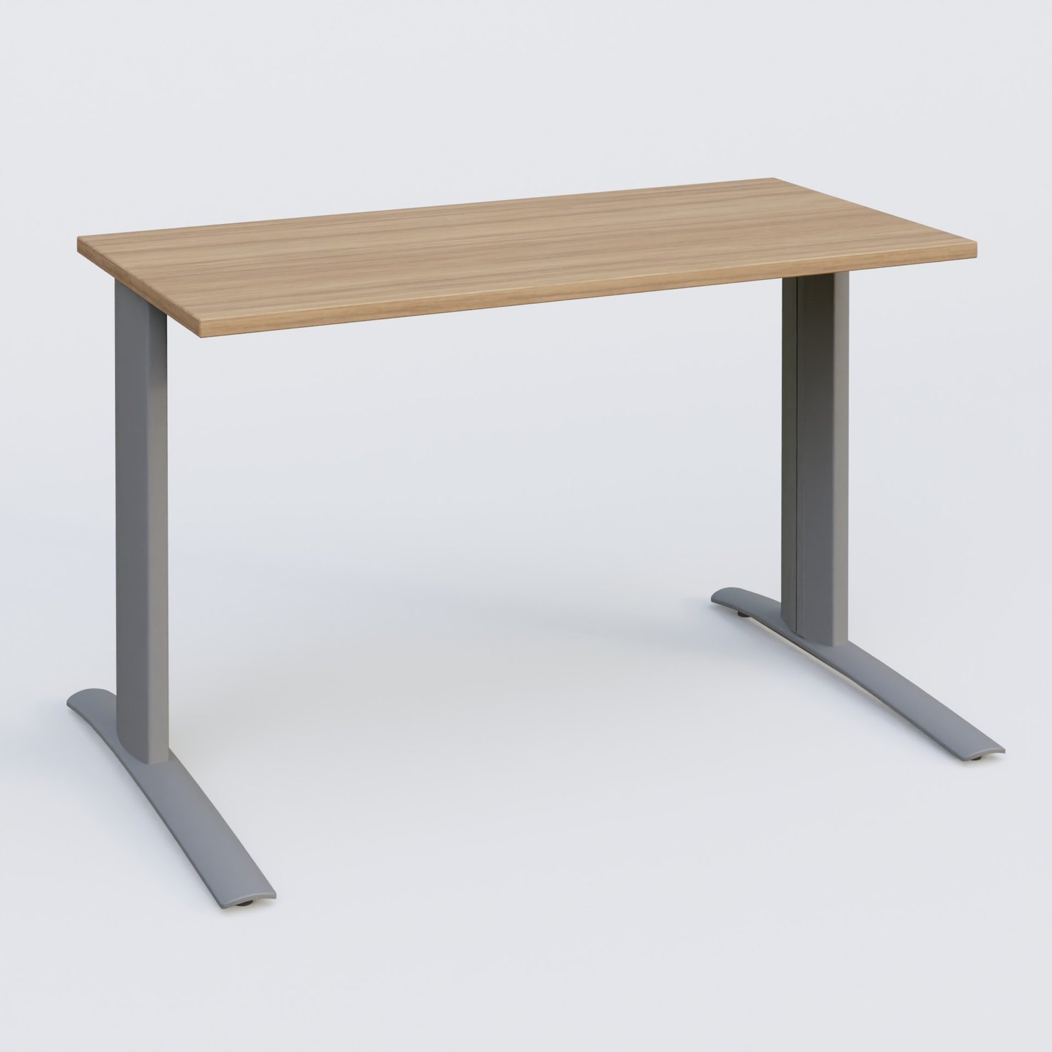 K1 Plateau droit 120x60 pieds fixe. Plateau Noyer et pietement Aluminium