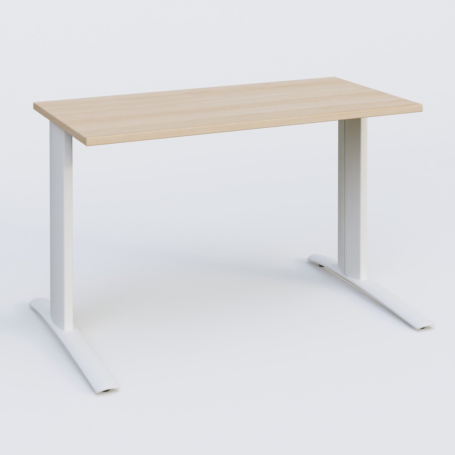 K1 Plateau droit 120x60 pieds fixe. Plateau Hêtre et pietement Blanc