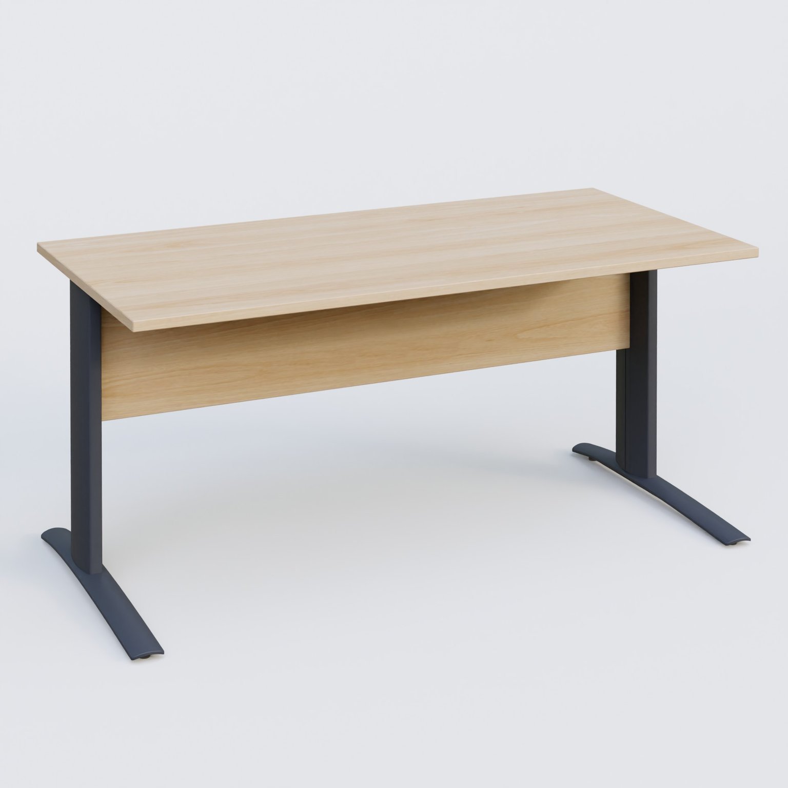 K1 Plateau droit 160x80 avec voile de fond bois. Plateau Hêtre et pietement Anthracite