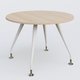 Table ronde diametre 110 cm avec 4 pieds de la gamme K5. Plateau Hêtre et pietement Blanc
