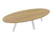 X3 Table de réunion ovale L210xP120cm. Plateau Noyer et piètement Blanc.