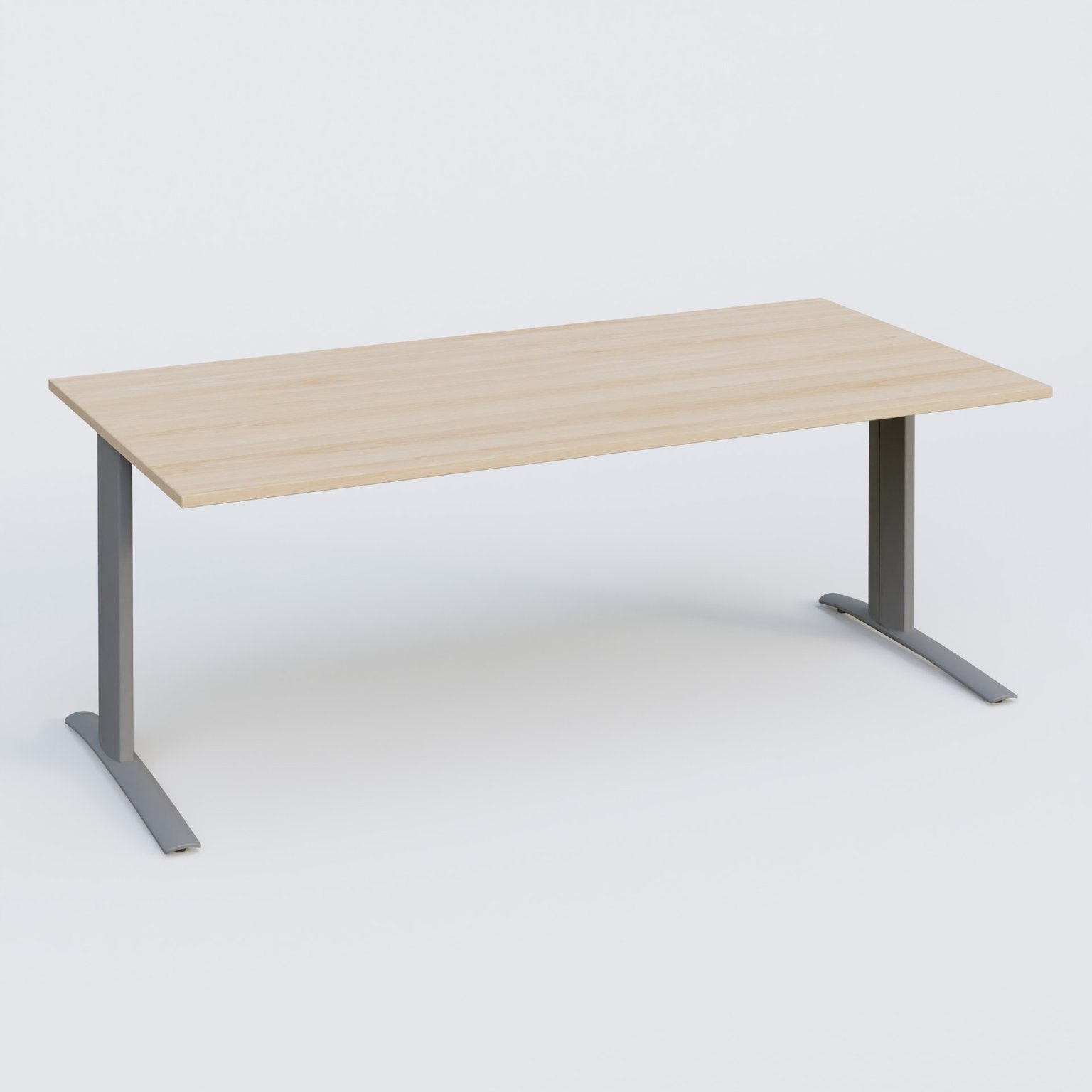 K1 Plateau droit 200x100 pieds fixe. Plateau Hêtre et pietement Aluminium