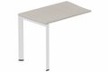 Retour vague à droite 90x60cm sur pied, plateau acacia, structure blanc