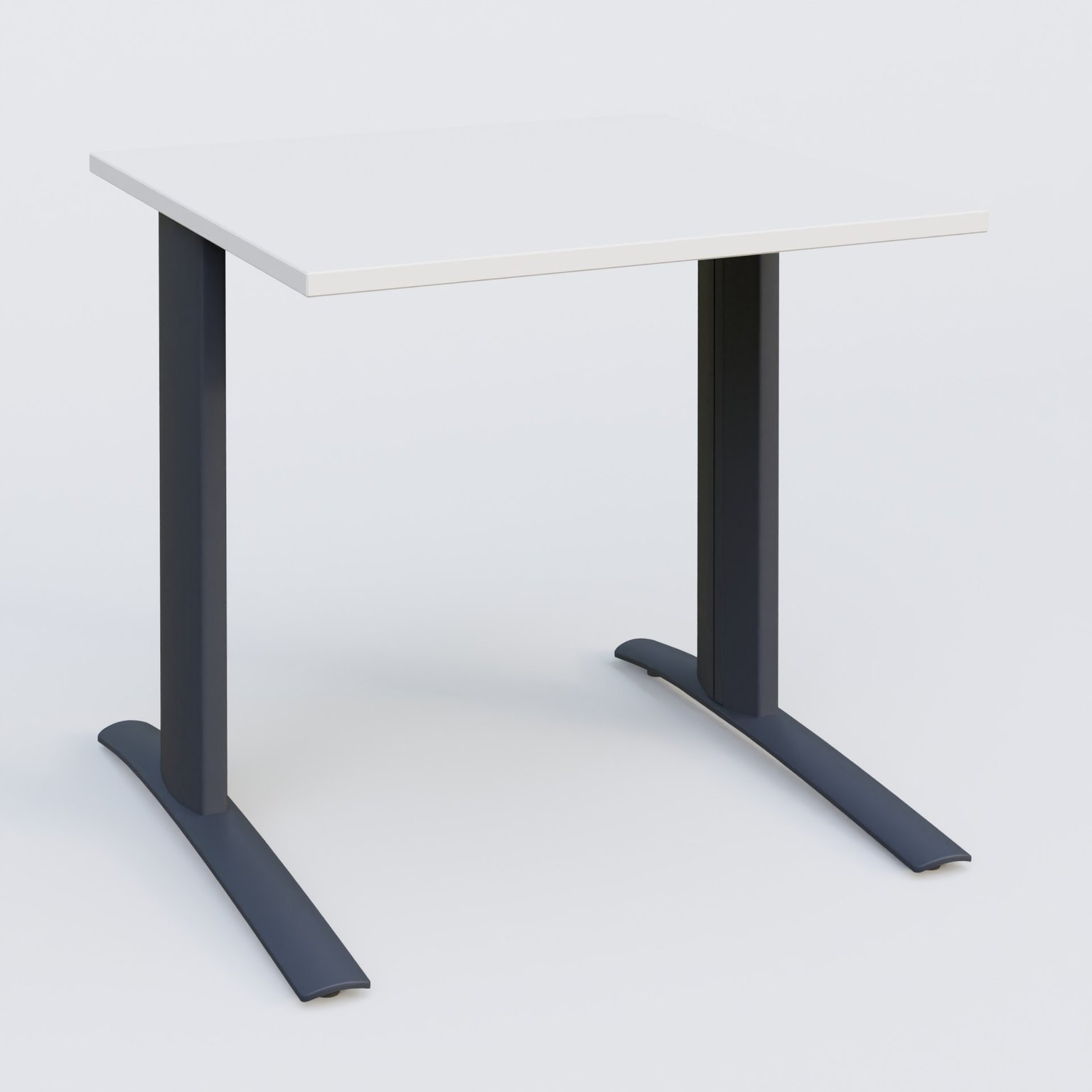 K1 Plateau droit 80x80 pieds fixe. Plateau Blanc et pietement Anthracite