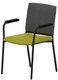ZEN mesh visiteur - Chaise 4 pieds avec accotoirs laqué noir (A).Assise tissu et dossier résille Step Vert (L08)