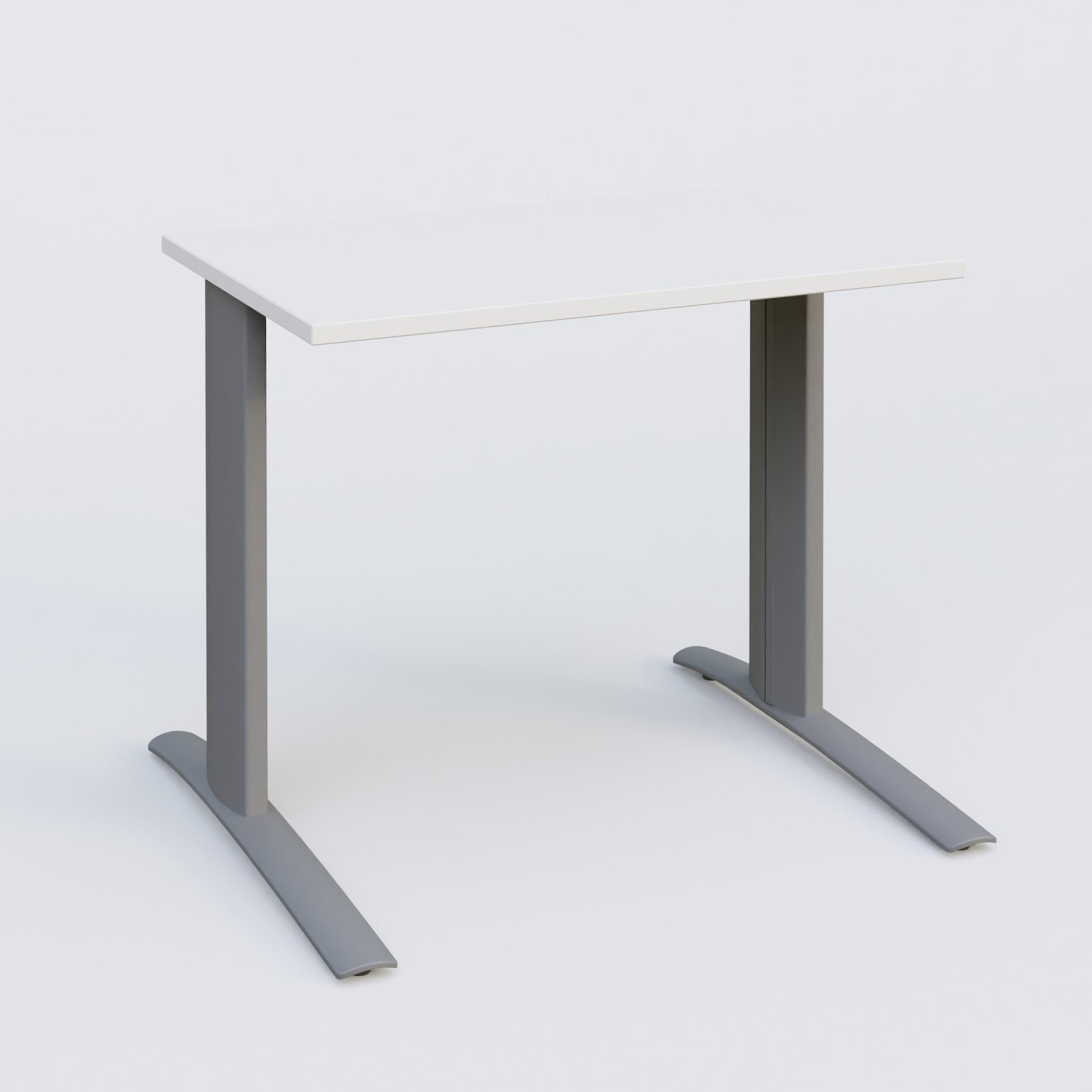 K1 Plateau droit 80x60 pieds fixe. Plateau Blanc et pietement Aluminium