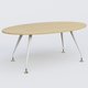 K5 table ovale 200*110 cm. Plateau Chêne clair et pietement Blanc avec base chromé.