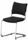 ZEN tissu visiteur - Chaise Piétement luge laqué noir (A).Assise et dossier tissu Bondai Noir (8033)