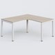 Bureau compact L 160/160 P 80/80 gamme K3. Plateau Acacia et pietement Blanc.