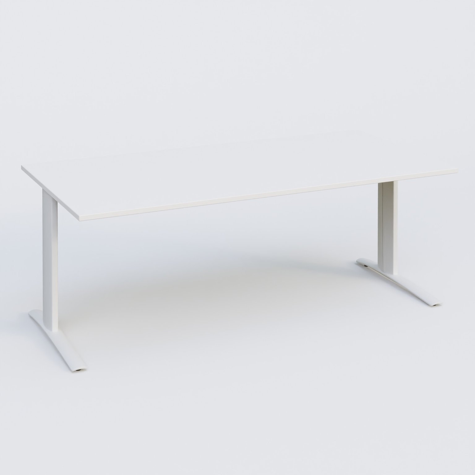 K1 Plateau droit 200x100 pieds fixe. Plateau Blanc et pietement Blanc