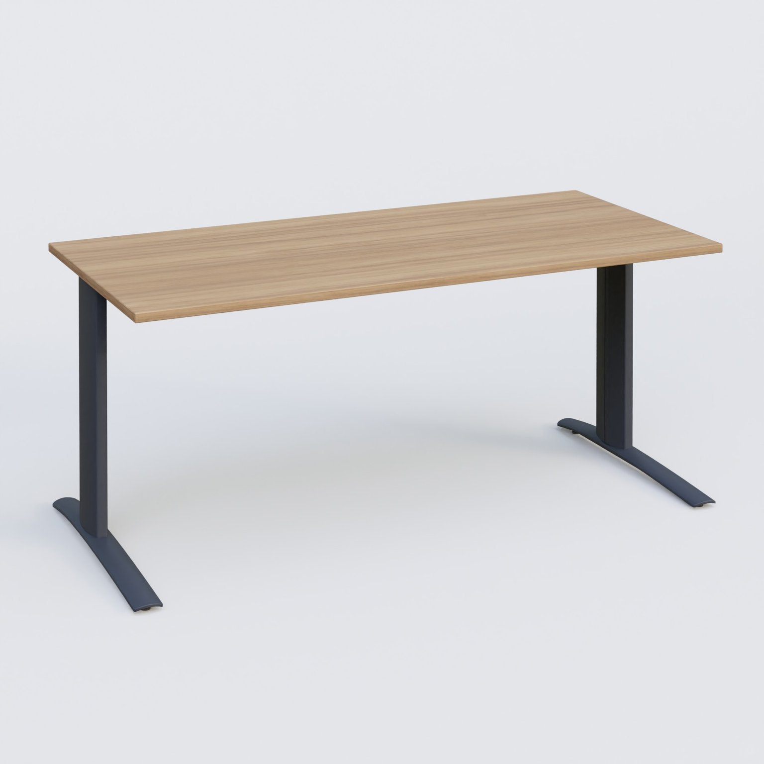 K1 Plateau droit 160x80 pieds fixe. Plateau Noyer et pietement Anthracite