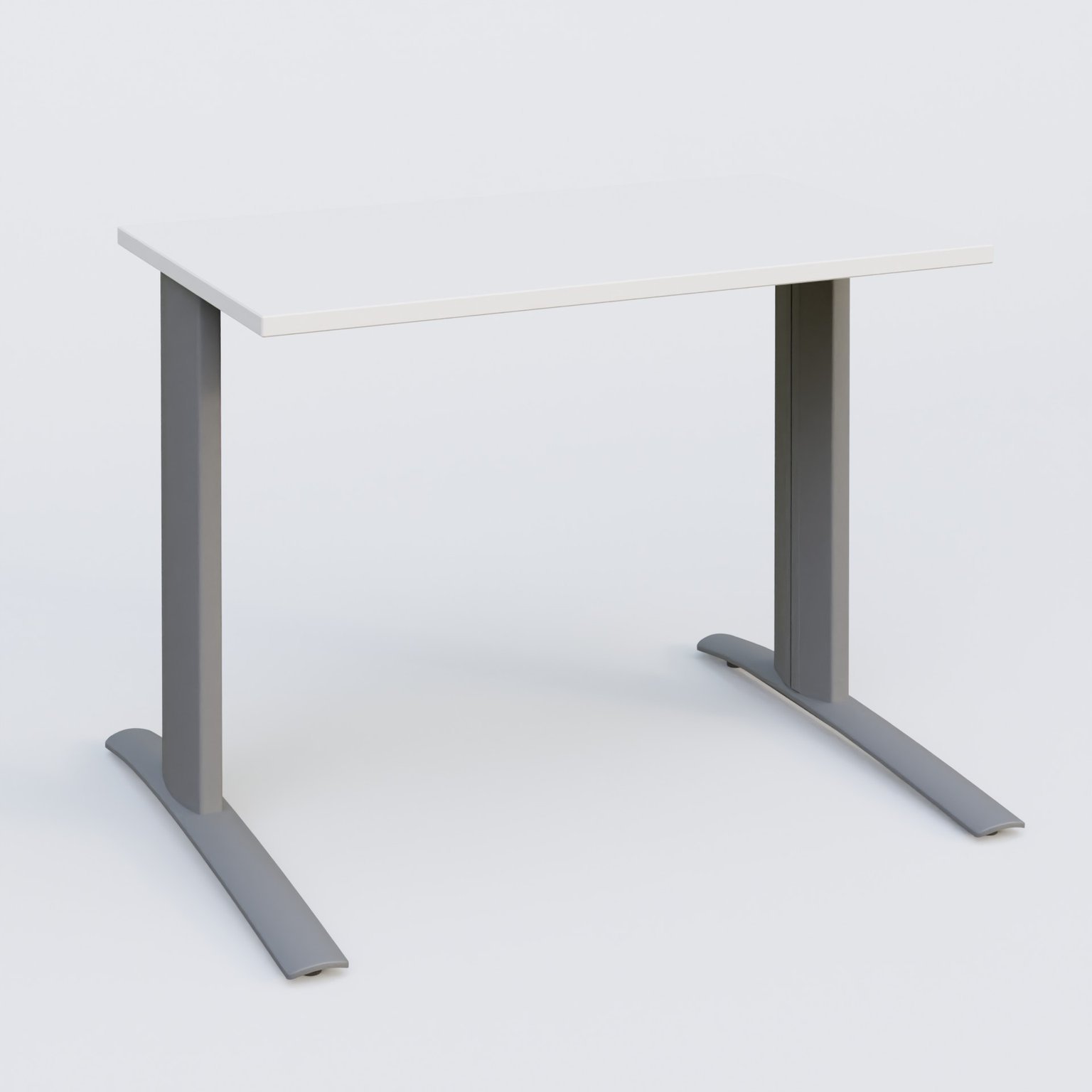 K1 Plateau droit 100x60 pieds fixe. Plateau Blanc et pietement Aluminium