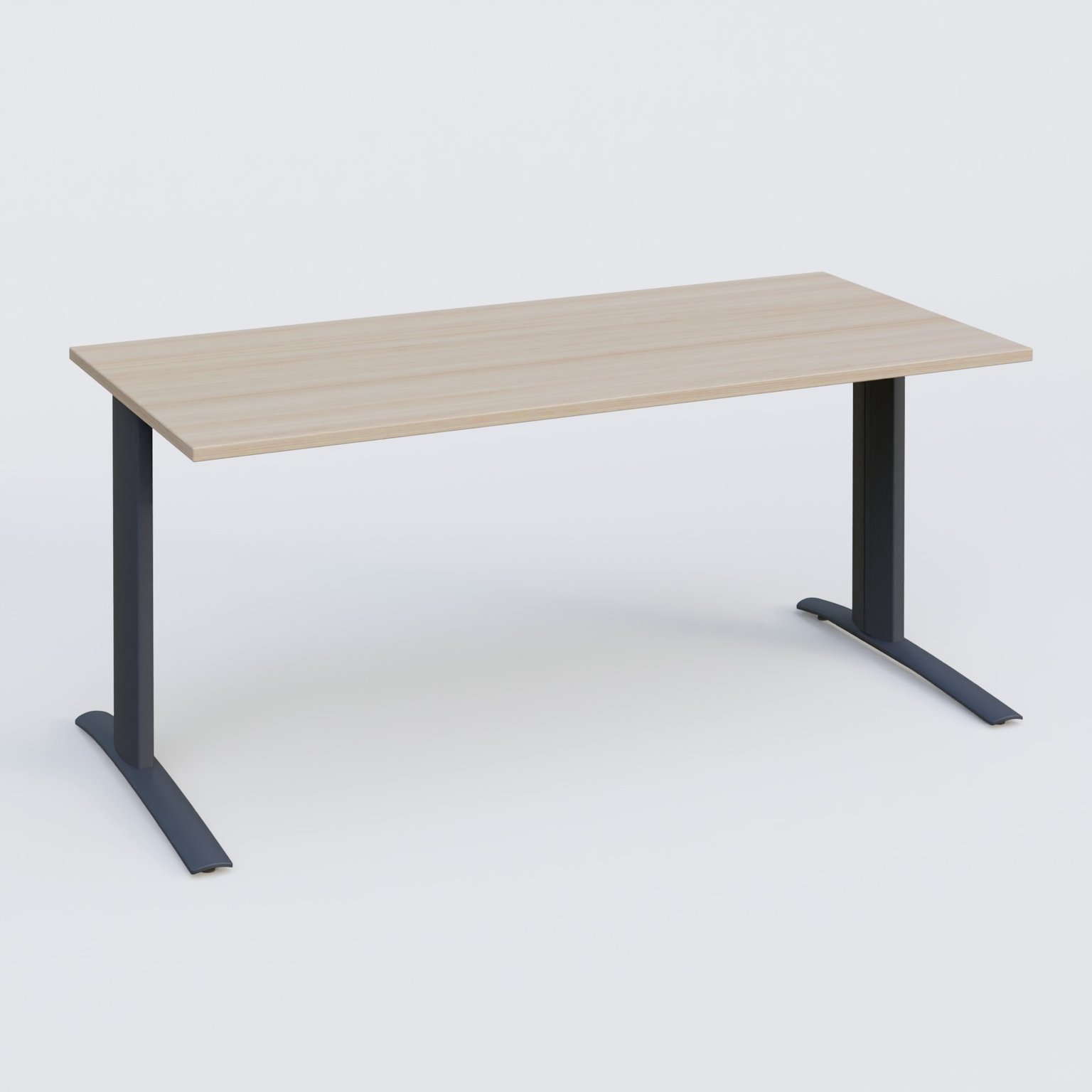 K1 Plateau droit 160x80 pieds fixe. Plateau Acacia et pietement Anthracite