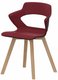 SWEETY Chaise 4 pieds bois  en hêtre massif, coque polypropylène coloris noir, placets assise et dossier tissu BONDAI coloris rouge brique