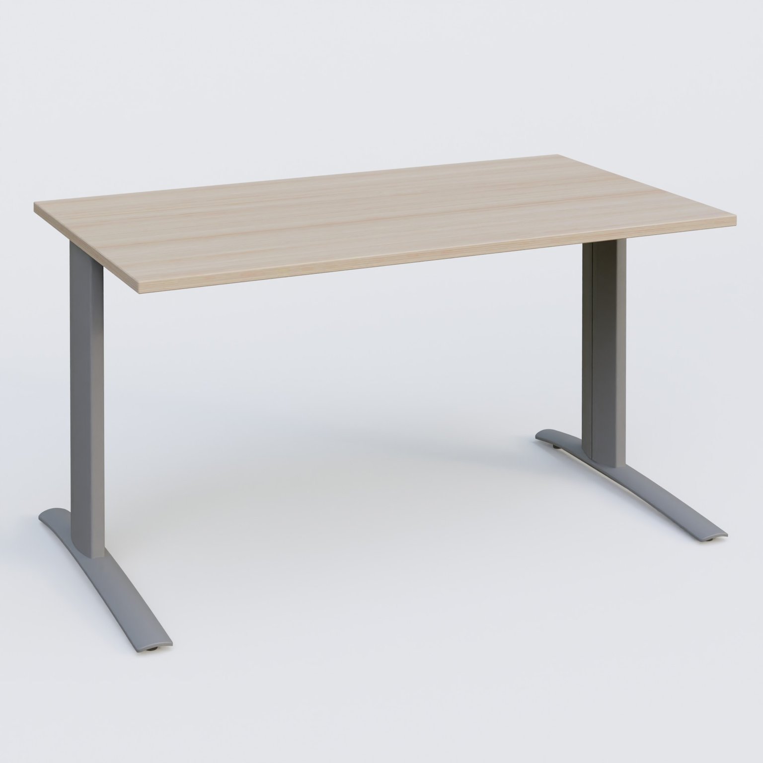 K1 Plateau droit 140x80 pieds fixe. Plateau Acacia et pietement Aluminium
